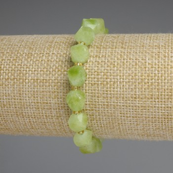 Brățară din chrizolit și olivin, rombi facetati 9×8 mm, mărgele de 3 mm, lungime 18 cm, elastic