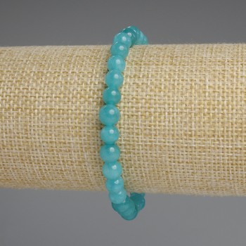 Brățară din acvamarin cu bile netede, diametrul 6 mm, lungime 18 cm, pe elastic