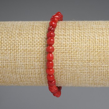 Brățară din coral, mărgele fațetate, diametru 5–6 mm, 5×5 mm +/-, lungime 18 cm +/-, elastică