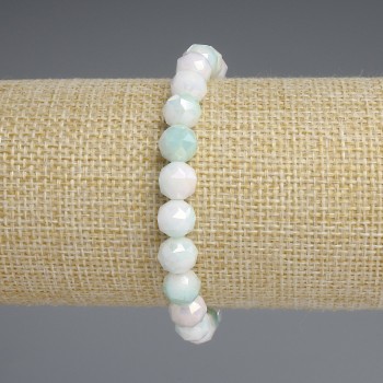 Brățară din cristal ceh, multicolor, mărgele tăiate cu facet, 8 mm, lungime 18 mm ±, elastică