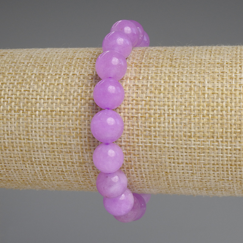 Brățară din ametist lavandă, mărgele netede, diametrul de aproximativ 10 mm, lungimea de aproximativ 18 cm, pe elastic