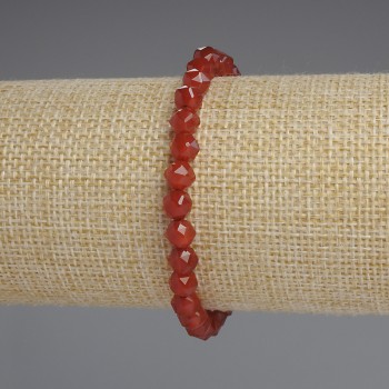 Brățară din carneol cu fațete, diametrul 6x6 mm, lungime 18 cm, elastic