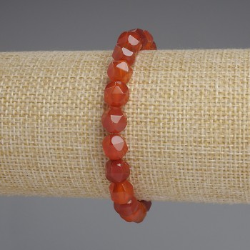 Brățară din carneol în formă de poligoane, diametru 8x7 mm, lungime 18 cm, pe bază elastică