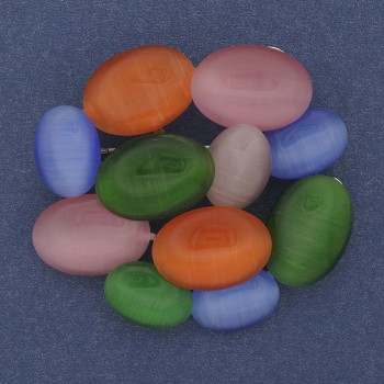 Broșă-pendulă Accent multicolor, ochi de pisică, metal argintiu, 49×45 mm+