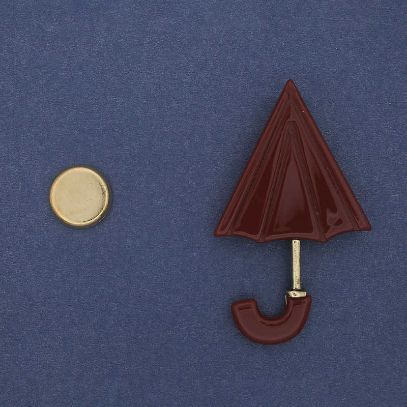 Broșă magnetică Parasolă, acrilic, 63×36 mm, metal auriu