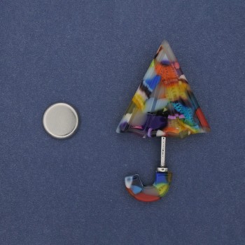 Broșă magnetică «Parasol» acril, 63×36 mm, metal argintiu