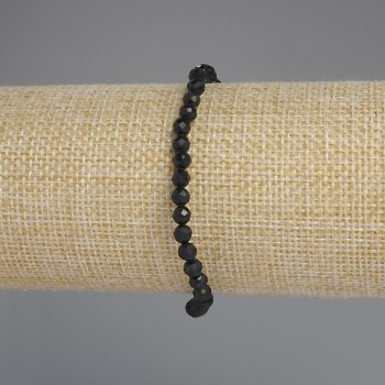 Brățară din șungit cu bile fațetate, diametrul 4 mm, lungime 18 cm