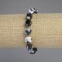 Brățară din agat tăiat în formă de rombi, diametrul 10x9 mm +/-, mărgele de 3 mm +/-, lungime 18 cm +/- pe elastic