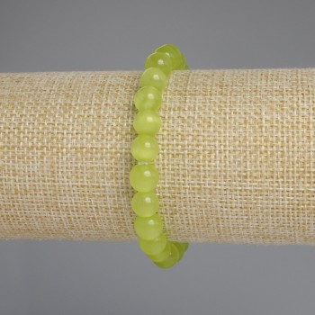 Brățară cu ochi de pisică, mărgele netede, diametru 8 mm, lungime 18 cm, elastică