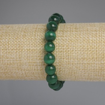 Brățară cu ochi de pisică, bile netede, diametrul 10 mm, lungime 18 cm, pe elastic