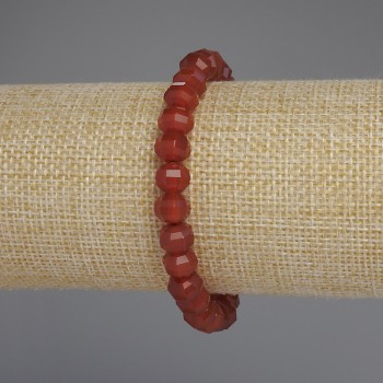 Brățară carneol tăiată la fațete, ronddele, diametrul 8×6 mm, lungime 18 cm, pe bază elastică