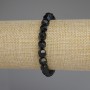 Brățară neagră din onix, cu mărgele multifacetate, diametrul aproximativ 8x7 mm, lungime 18 mm, pe bandă elastică