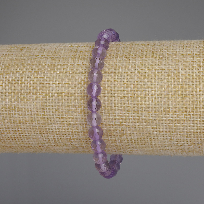 Brățară din ametist facetat, mărgele de 6 mm, lungime 18 cm, pe elastic