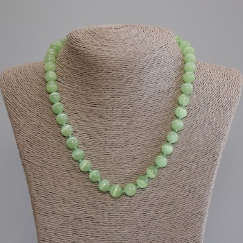 Colier cu ochi de pisică, bile lucioase, diametrul 10 mm, lungime 50 cm, cu închizător