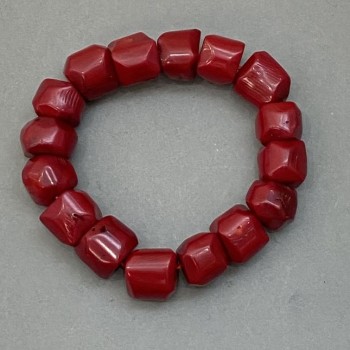 Brățară naturală din coral, tăietură fațetată, 10-12×12-13, 5 mm ±, lungime 18 mm ±, elastică