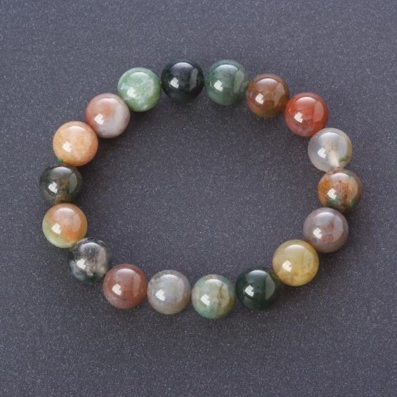 Brățară din agat mușchi multicolor, mărgele netede, diametrul 8,5 mm (elastic)