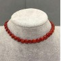 Colier choker Monedă coral, 8,5 mm, lungime 38 cm, lanț prelungitor + 5 cm