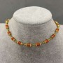 Colier choker din coral în formă de tub, 6×4,5 mm; mărgele de hematit 2 mm; lungime 38 cm, lanț de prelungire de 5 cm