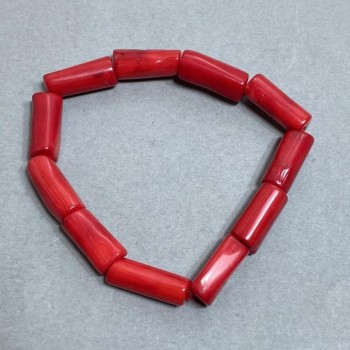 Brățară din coral tăiat, 18-22×9-12 mm, lungime 18 mm, pe elastic