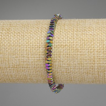 Brățară hematit curcubeu, rondelle pătrate tăiate 4×2 mm, lungime 18 cm, cu elastic