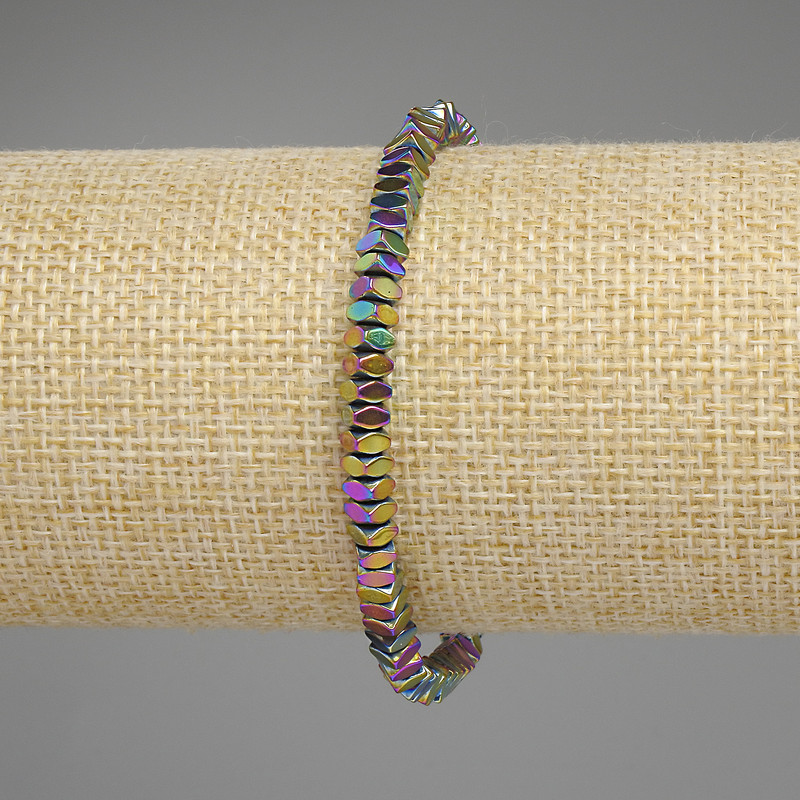 Brățară hematit curcubeu, rondelle pătrate tăiate 4×2 mm, lungime 18 cm, cu elastic