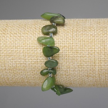 Brățară din jadeit, fațetată, în formă de fluture, diametru 8–17×5–7 mm, mărgele de 3 mm, lungime 18 cm, pe bază elastică