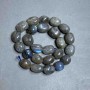 Mărgele din labradorit, tăiate în formă de picătură, diametre 13–17×11–13 mm, 5 mm +/- pe fir, lungime 39 cm+