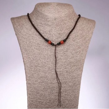 Șnur pentru bijuterii cu mărgea de carneol, lungime 65 cm