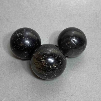 Reducere! Sferă suvenir din piatră naturală obsidian argintiu, diametru 30 mm ±, greutate de la 30 g (defecte)