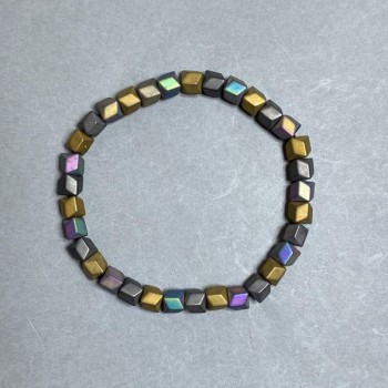 Brățară din hematit mat cu formă ondulată, diametrul 6×6 mm, lungime 18 cm, extensibilă