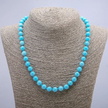Colier din larimar natural, mărgele netede, diametru aproximativ 8 mm, lungime 46 cm
