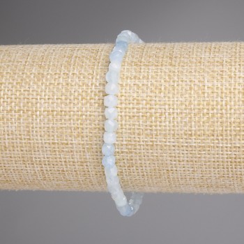 Brățară din acvamarin, cuburi tăiate, diametru 4x4 mm, lungime 18 cm, pe elastic