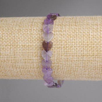 Brățară cu inimioare de ametist, 8 mm, lungime 18 cm, elastică