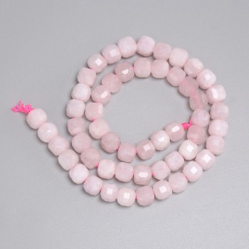 Mărgele din cuarț roz cub 7×7 mm, lungime 37 cm, pe șnur