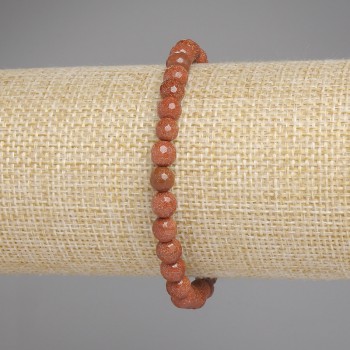 Brățară din aventurin «Nisip auriu» – mărgea fațetată de 6 mm, lungime 18 cm, elastică