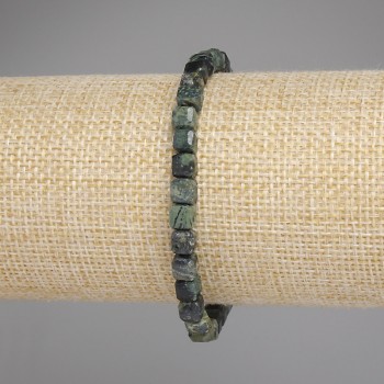 Brățară din jasper Oceanic, cuburi fațetate, diametrul aproximativ 5 mm, lungimea 18 cm, cu șnur elastic