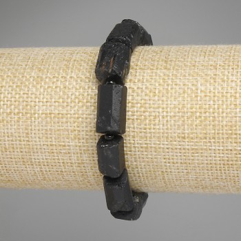 Brățară cu turmalin Sherl, fațetată, diametrul 12-8 mm, 5-11 mm, mărgele de 3 mm, lungime 18 cm, elastic