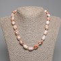 Colier din jasper deșert, mărgele de tip baril, diametrul 14×10 mm +-, mărgele de 5 mm +-, lungime 45 cm +- cu închizătoare
