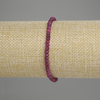 Brățară din rubin facetat rondel 4×3 mm +-, lungime 18 cm +