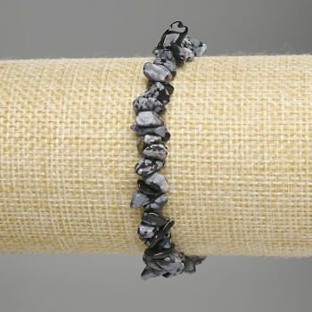 Brățară din obsidian fulgi de zăpadă, cioburi 6-9×2-4 mm, lungime 18 cm, elastică