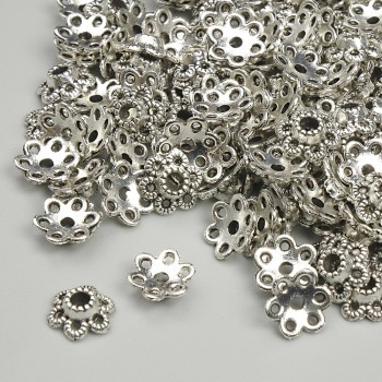 Capace pentru mărgele, diametru 7 mm ±, gaură 1,9 mm ±, culoare argintie a metalului, ambalaj de 20 g ± (~125 buc.)