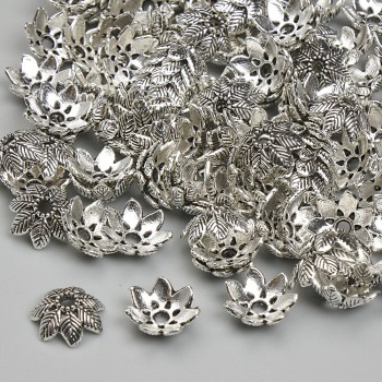 Capace pentru mărgele, culoare metalică argintiu, diametru 7 mm, diametrul găurii 1,7 mm ±, ambalare 20 g (~110 buc.)