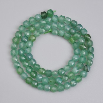 Mărgele de agată verde, tăiate în formă de cub, 4,5×4,5 mm, lungime aproximativă 39 cm, pe șnur