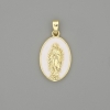 Pandantiv Maica Domnului, email auriu, din metal, diametrul 29×18 mm+