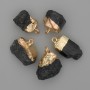 Pandantiv turmalin Sherl, piatră brută, metal auriu, 24-32×14-22mm +- sortiment de dimensiuni