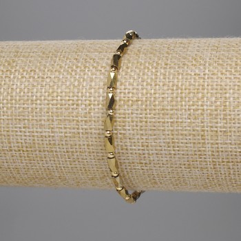 Brățară din cristal ceh auriu, cilindri fațați 5×3 mm ± și mărgele de 2 mm ±, lungime 18 cm, elastic