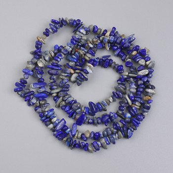 Mărgele din sodalit, fragmente, diametrul 6-10×2-3 mm, lungime 78 cm, pe fir
