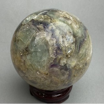 Bilă suvenir din piatră naturală de fluorit, diametrul 89 mm, greutate 1156 g