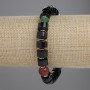 Brățară din agat – cilindrică, diametre 10x6 mm; rondelle 8x4 mm; bilă 10 mm; cu inserții metalice, lungime 18 cm, elastică