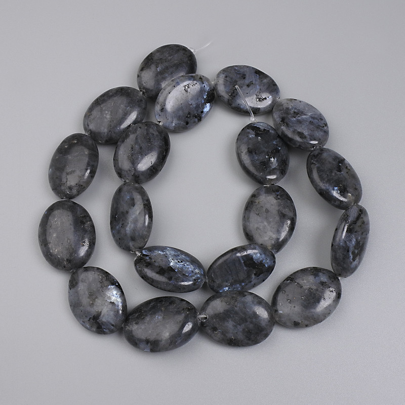 Mărgele de labradorit, formă ovală, dimensiuni 20×15 mm, pe șnur, lungime 37 cm+